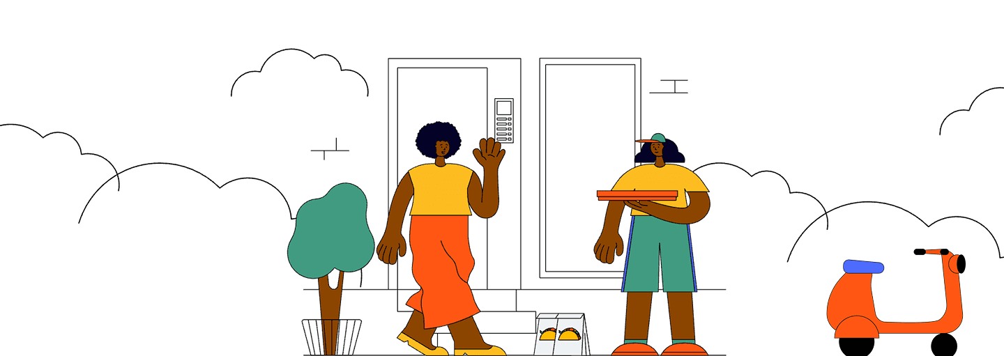 Friendly food delivery illustration